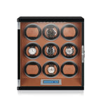 9 Watch Winder Piano Black with Brown the Tower Series by Aevitas