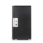 Aevitas 9-watch winder in smooth black leather with a silver lock and modern touchscreen interface.
