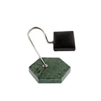 Aevitas Watch Stand in Green Marble Hexagon Base with Black Leather