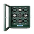 Automatic 9 Watch Winder in Dark Green Smooth Leather Finish by Aevitas