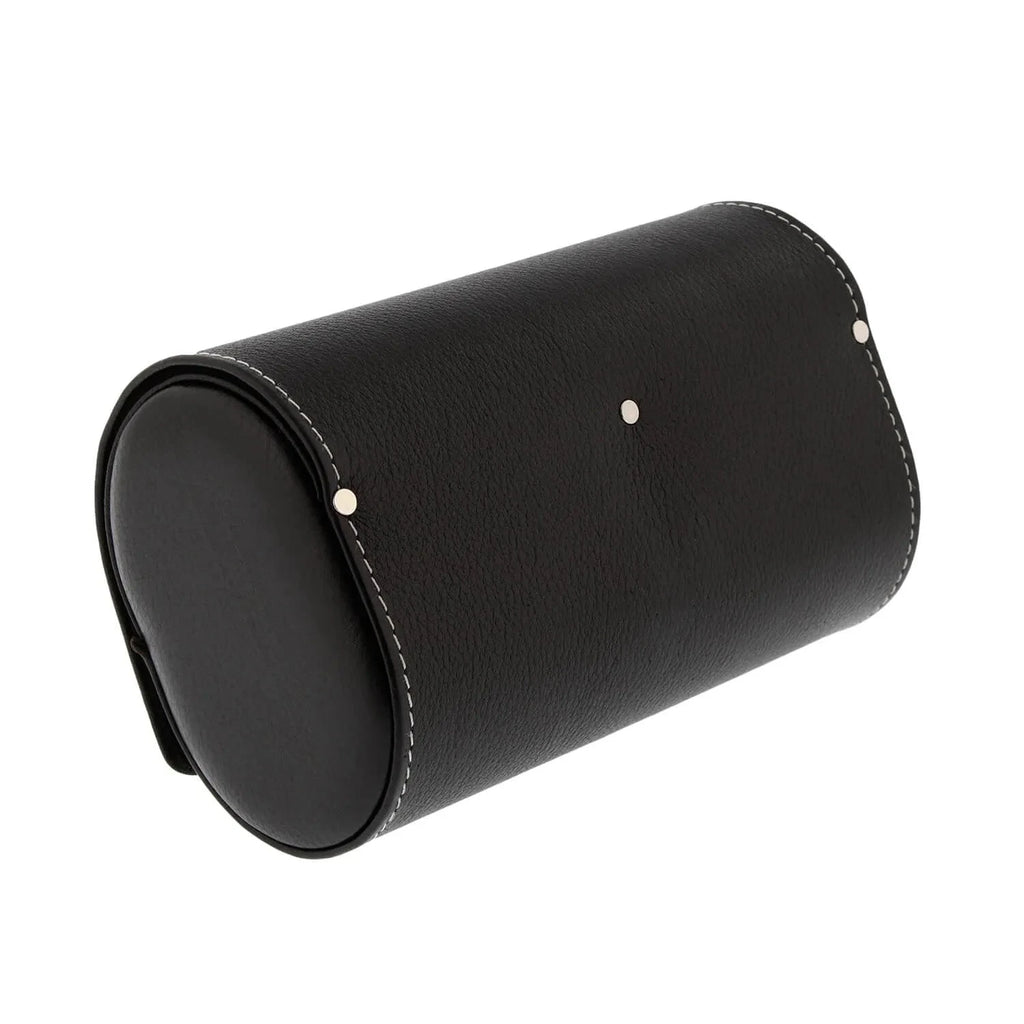 Black Genuine Leather Double Watch Roll Travel Case by Aevitas