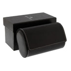 Black Genuine Leather Double Watch Roll Travel Case by Aevitas