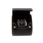 Black Genuine Leather Single Watch Roll Travel Case by Aevitas