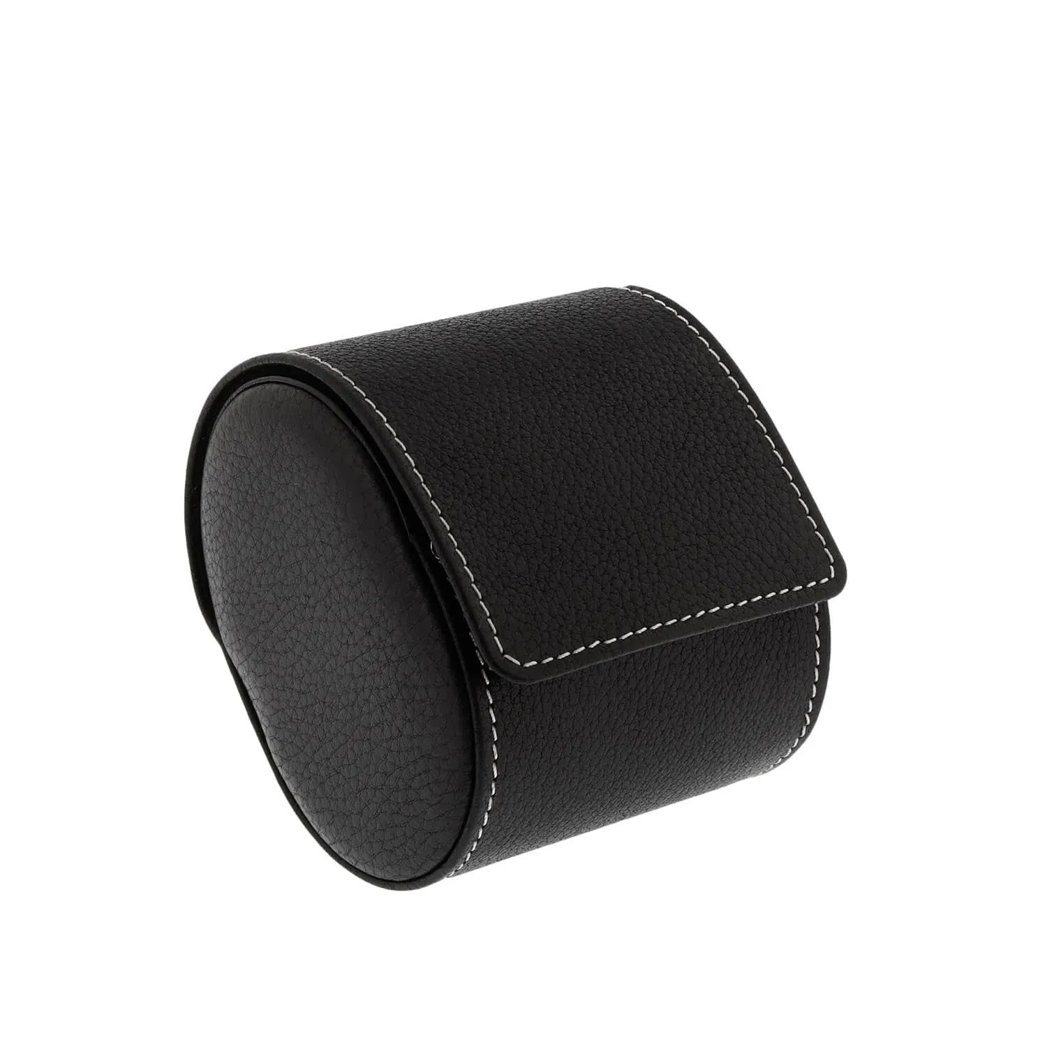 Black Genuine Leather Single Watch Roll Travel Case by Aevitas