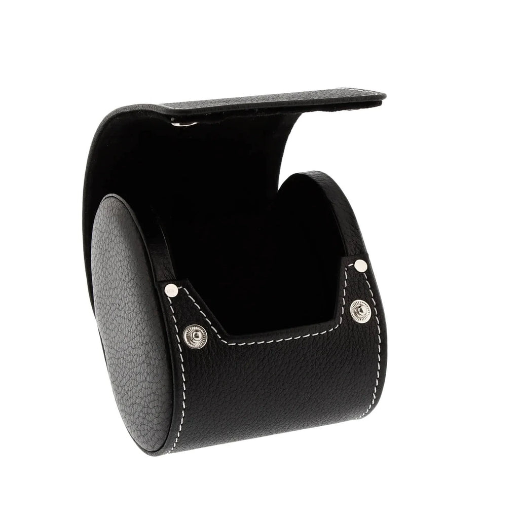 Black Genuine Leather Single Watch Roll Travel Case by Aevitas