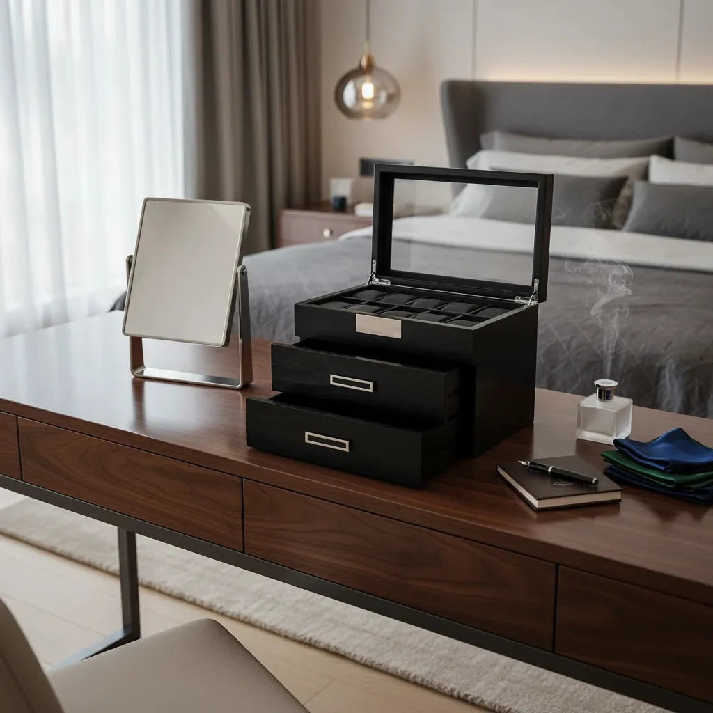 Black Oak Wooden Veneer Watch Box for 30 Watches by Aevitas