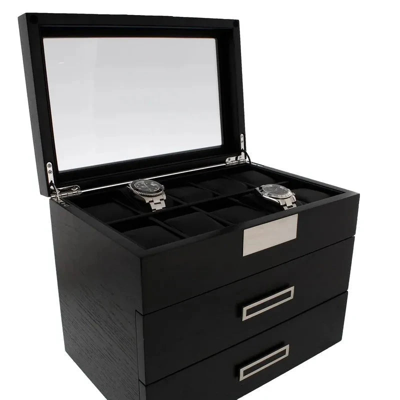 Black Oak Wooden Veneer Watch Box for 30 Watches by Aevitas