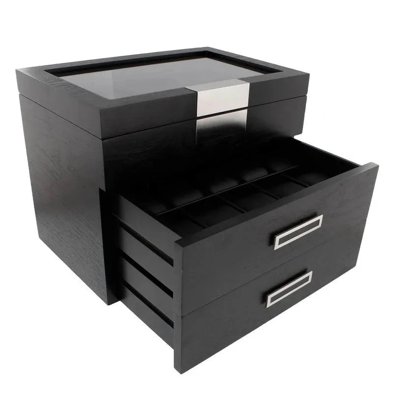Black Oak Wooden Veneer Watch Box for 30 Watches by Aevitas
