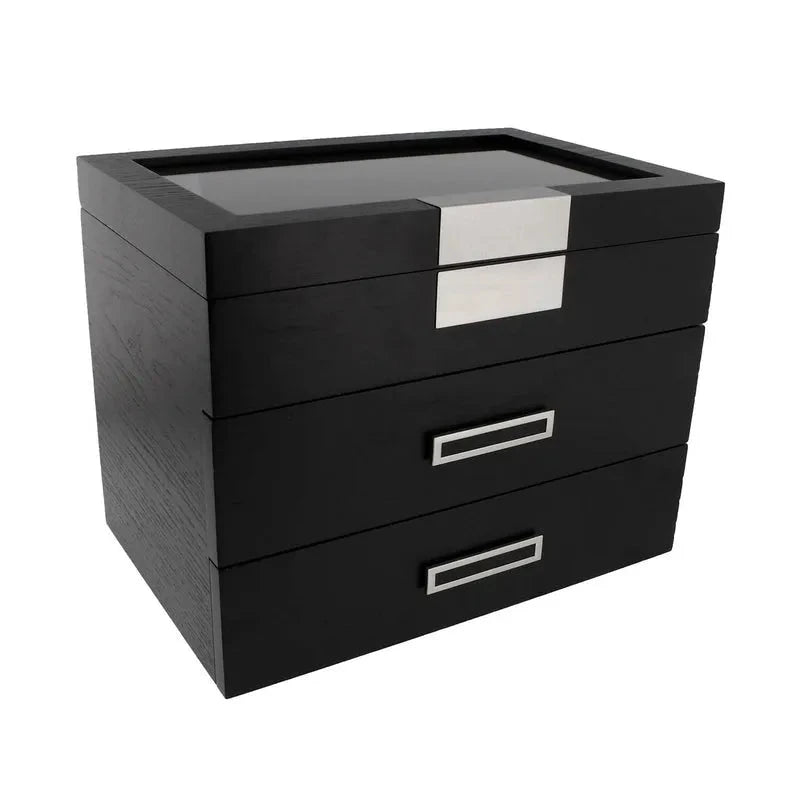 Black Oak Wooden Veneer Watch Box for 30 Watches by Aevitas