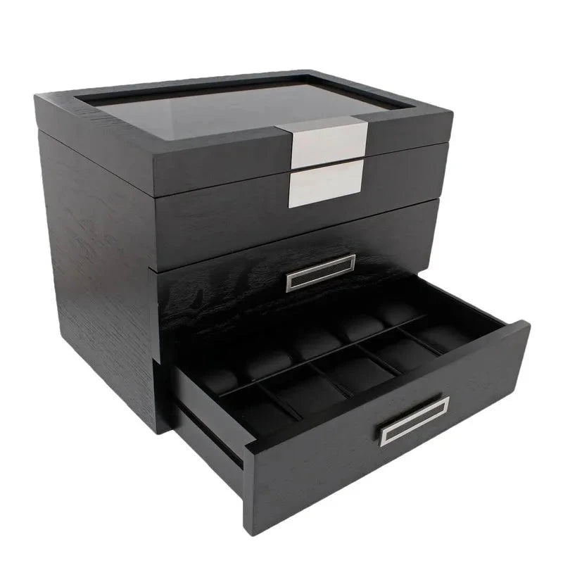 Black Oak Wooden Veneer Watch Box for 30 Watches by Aevitas