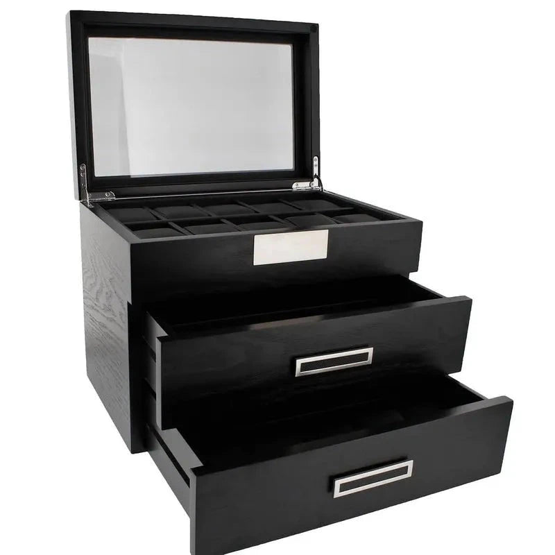 Black Oak Wooden Veneer Watch Box for 30 Watches by Aevitas