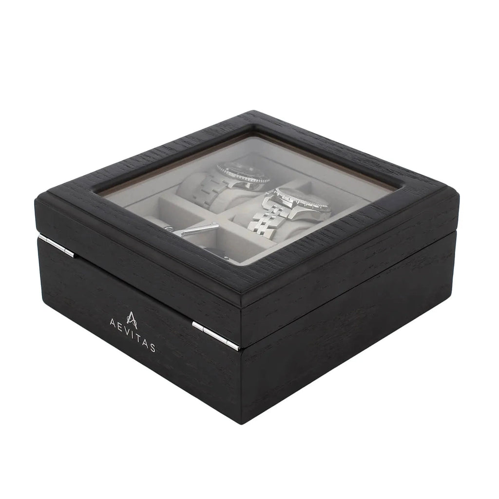 Black Oak Wooden Veneer Watch Box for 6 Watches by Aevitas
