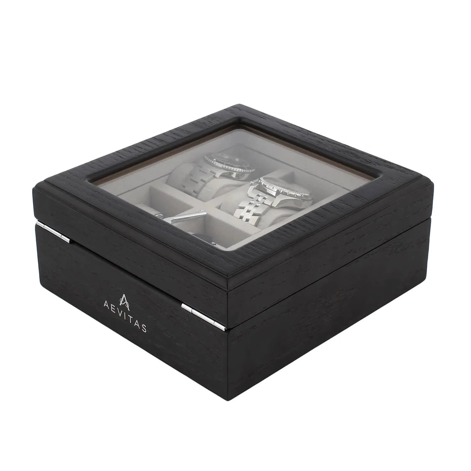 Black Oak Wooden Veneer Watch Box for 6 Watches by Aevitas