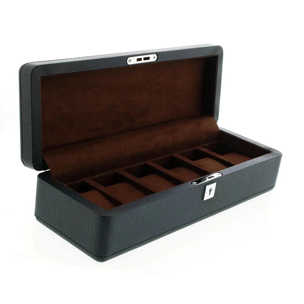 Carbon Fibre Leather Watch Box Premium Quality 6 Watches by Aevitas