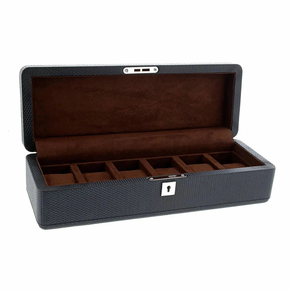 Carbon Fibre Leather Watch Box Premium Quality 6 Watches by Aevitas