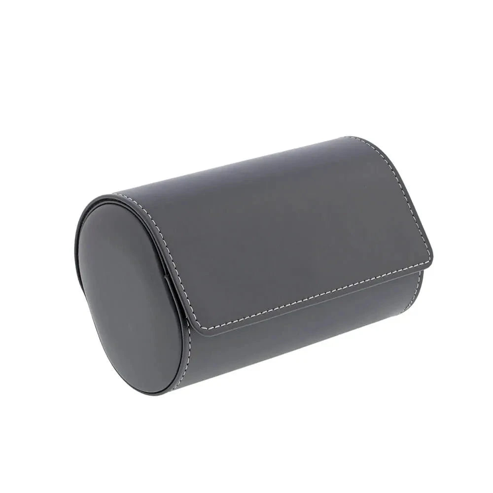 Double Watch Roll in Smooth Grey Leather with Super Soft Lining