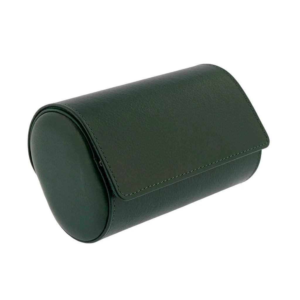 Green Genuine Leather Double Watch Roll Travel Case by Aevitas