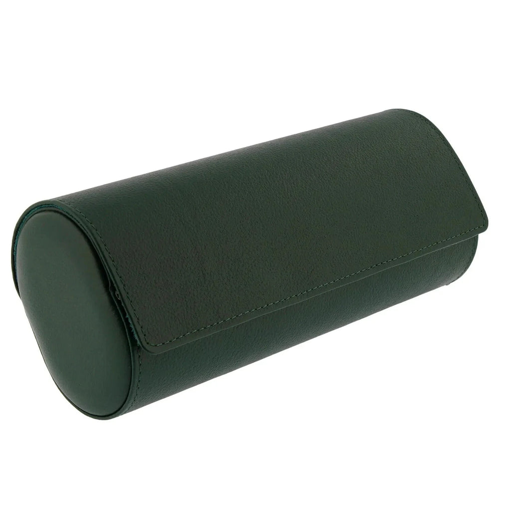 Green Genuine Leather Triple Watch Roll Travel Case by Aevitas
