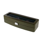 Green Leather 6 Watch Box with Glass Lid Premium Quality by Aevitas