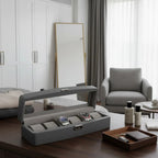 Grey Leather 6 Watch Box with Glass Lid Premium Quality by Aevitas