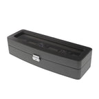 Grey Leather 6 Watch Box with Glass Lid Premium Quality by Aevitas