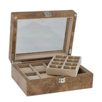 Light Burl Walnut Wood Collectors Box for 4 Watches and 16 Pair Cufflinks by Aevitas
