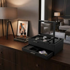 Men's Large Black Valet Tray with 8 Watch Holders by Aevitas