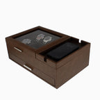 Men's Large Brown Valet Tray with 8 Watch Holders by Aevitas