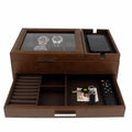 Men's Large Brown Valet Tray with 8 Watch Holders by Aevitas