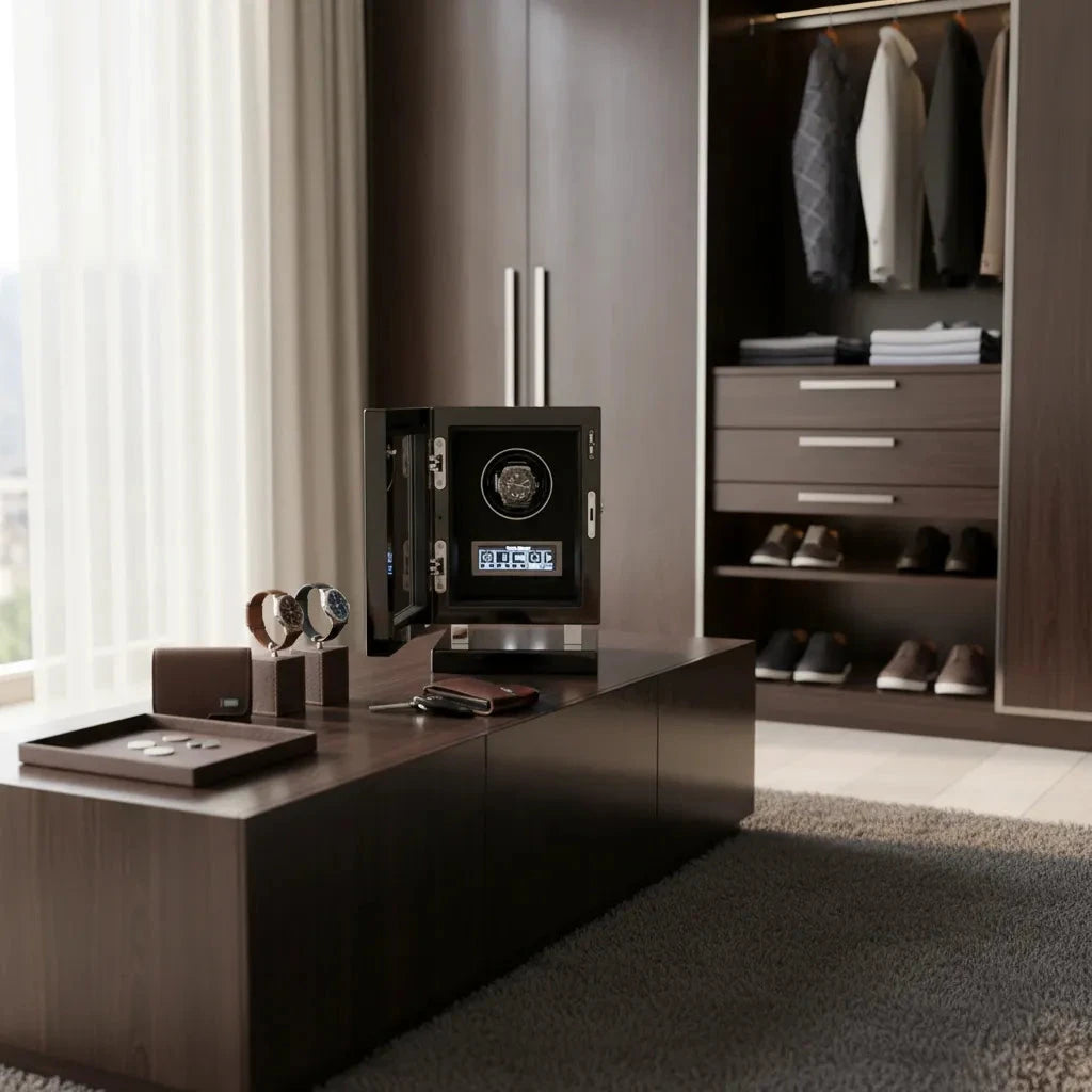 Premium 1 Watch Winder in Zebrano Ebony Wood Piano Lacquer by Aevitas