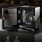 Premium 12 Watch Winder in Zebrano Ebony Wood Piano Lacquer by Aevitas