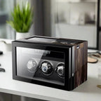 Premium 3 Watch Winder with Storage in Zebrano Ebony Wood by Aevitas