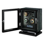 Premium 4 Watch Winder in Zebrano Ebony Wood Piano Lacquer by Aevitas
