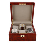 Premium 6 Watch Box in Burl Wanut Wood Piano Gloss Finish with Luxury Lining