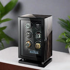 Premium 6 Watch Winder in Zebrano Ebony Wood Piano Lacquer by Aevitas