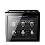Premium 6 Watch Winder with Storage in Zebrano Ebony Wood by Aevitas