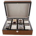 Premium 8 Watch Box in Brown High Gloss Lacquered Crocodile Print Finish by Aevitas