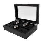 Premium Black Oak Veneer Watch Box for 10 Watches