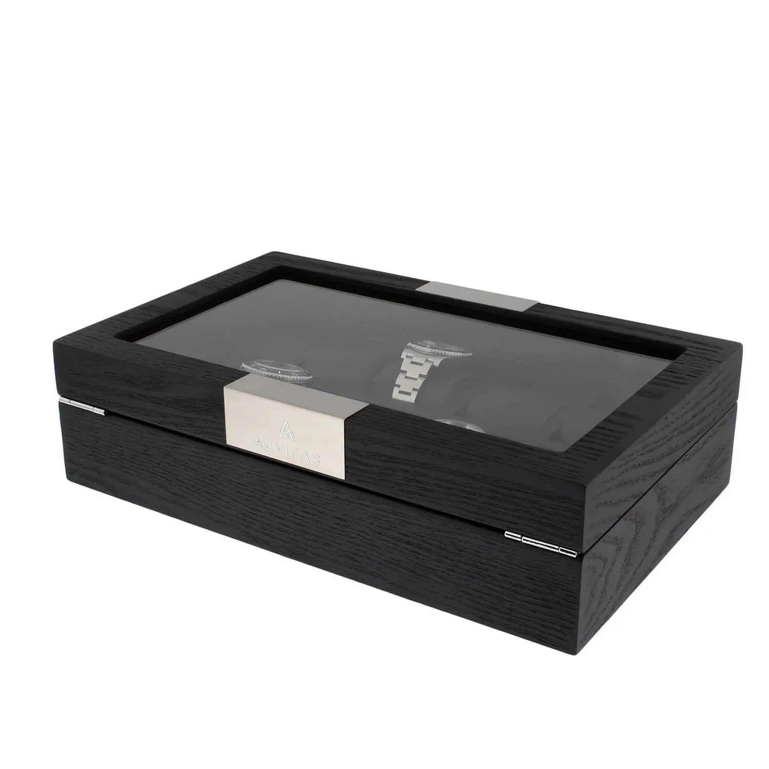 Premium Black Oak Veneer Watch Box for 10 Watches