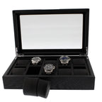 Premium Black Oak Veneer Watch Box for 10 Watches