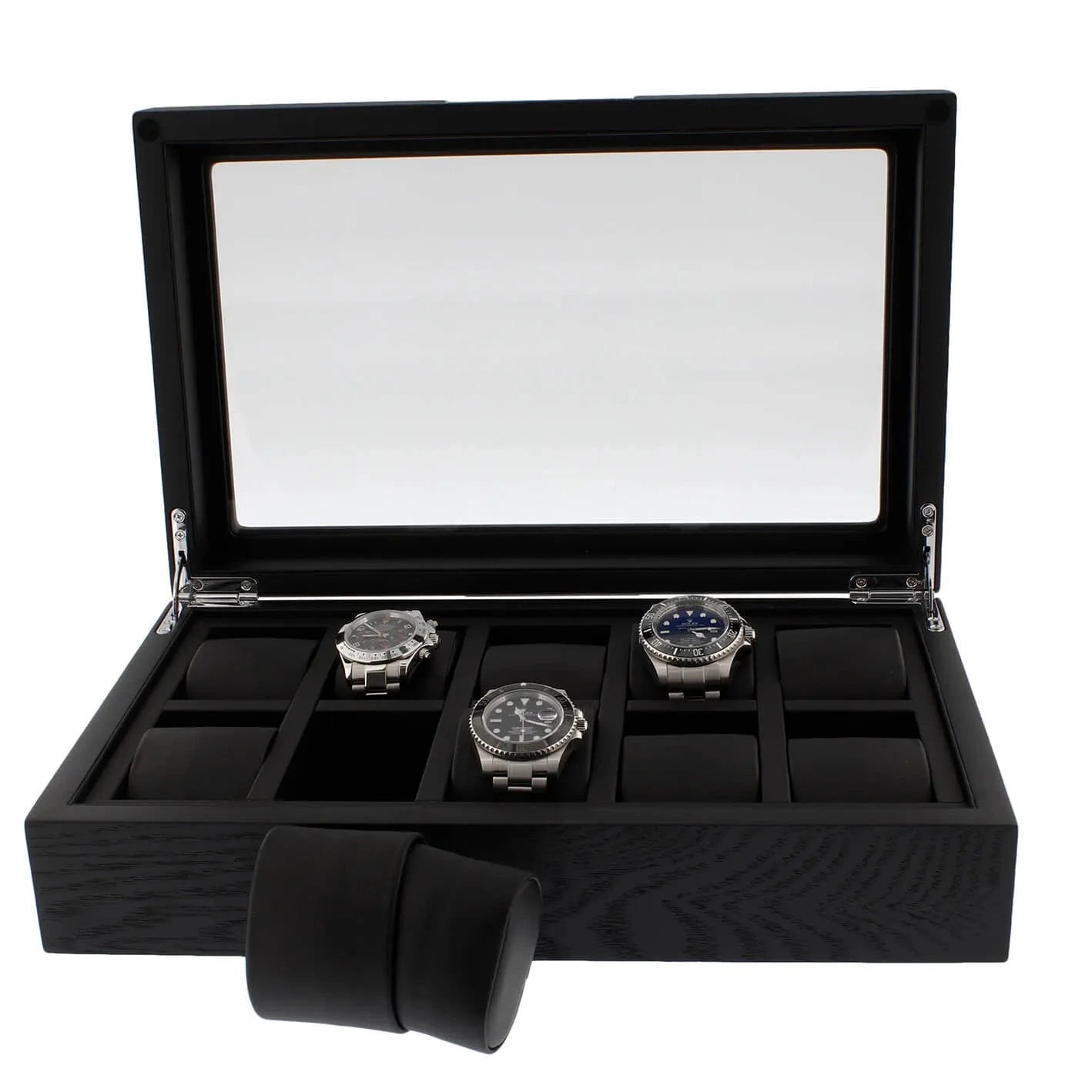 Premium Black Oak Veneer Watch Box for 10 Watches