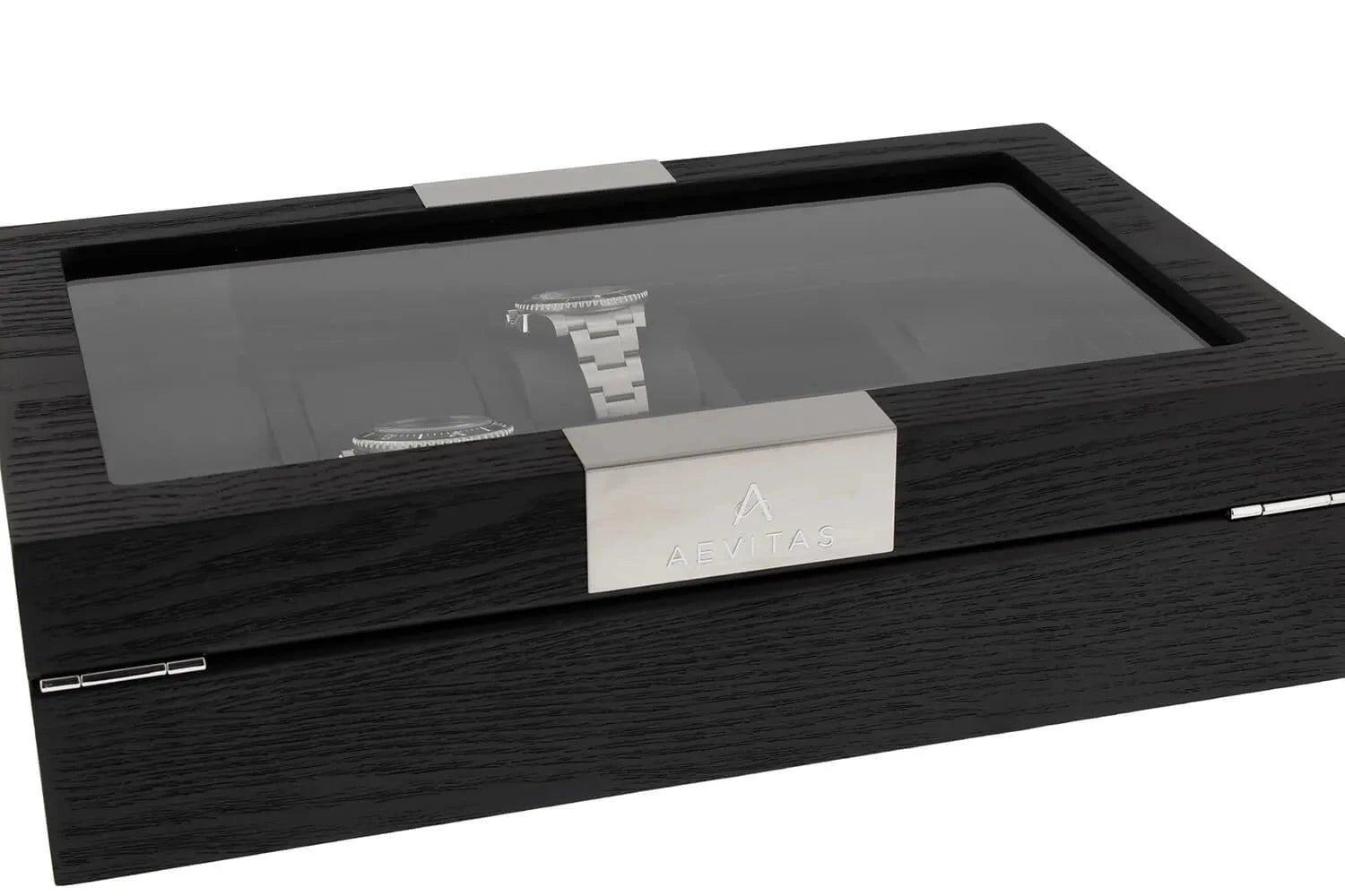 Premium Black Oak Veneer Watch Box for 10 Watches