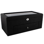 Premium Black Oak Veneer Watch Box for 22 Watches with Drawer