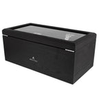 Premium Black Oak Veneer Watch Box for 22 Watches with Drawer