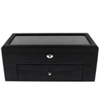 Premium Black Oak Veneer Watch Box for 22 Watches with Drawer