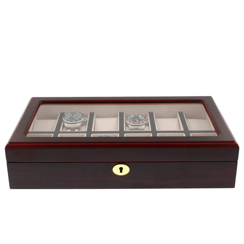 Premium Cherry Wood Satin Finish Watch Box for 12 Watches