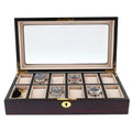 Premium Cherry Wood Satin Finish Watch Box for 12 Watches