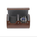 Premium Double Watch Roll Vintage Brown Leather Super Soft Grey Suede Lining
