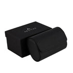 Premium Double Watch Roll in Black Saffiano Leather Super Soft Black Lining
