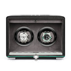Premium Dual Watch Winder Black Genuine Leather Mains Powered by Aevitas